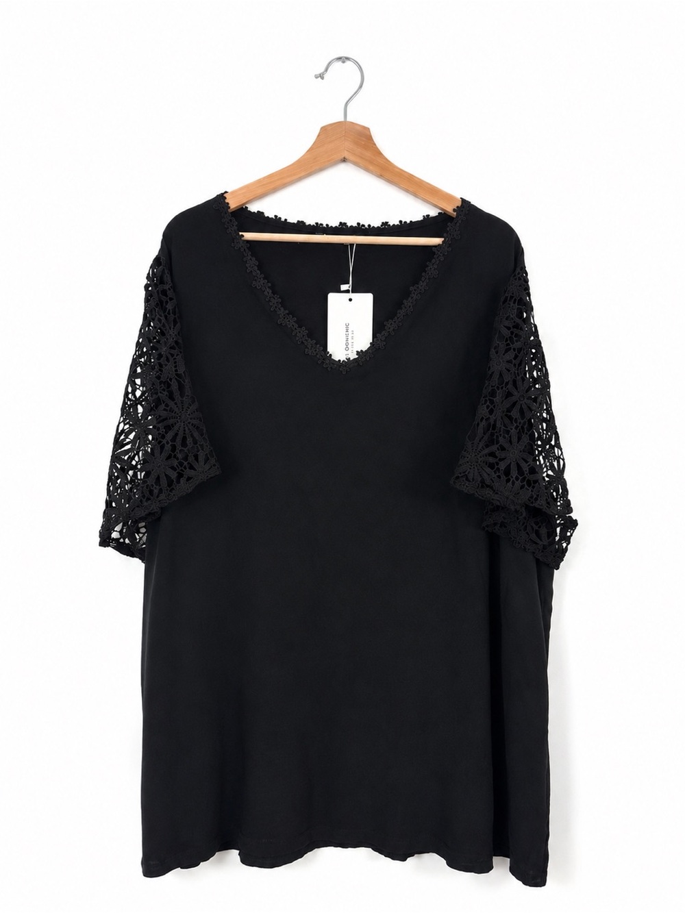 BloomChic Black Lace Sleeve Blouse Tee Whimsigoth Goth Coquette Plus Size 26
